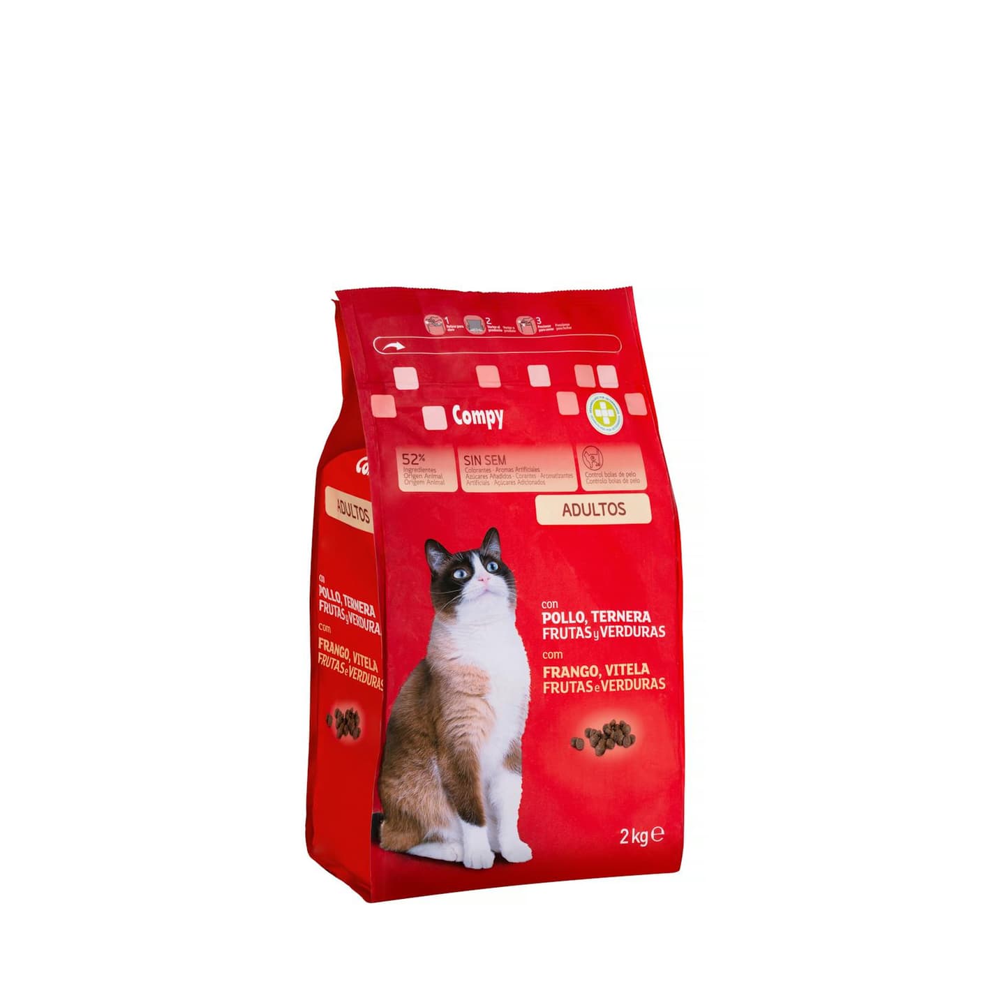 Croquettes chat adulte Compy au poulet, bœuf, fruits et légumes