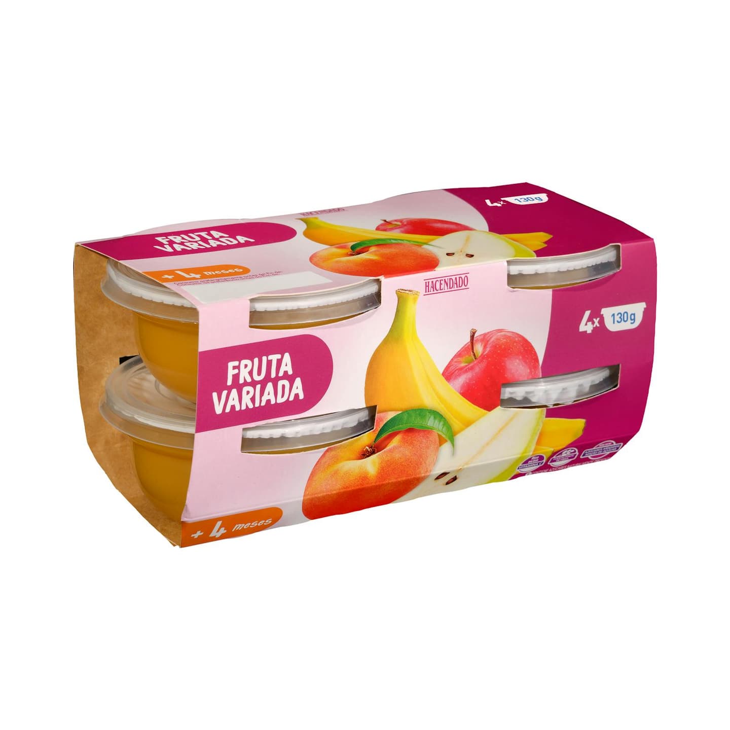 Compote fruits variés Hacendado, dès 4 mois