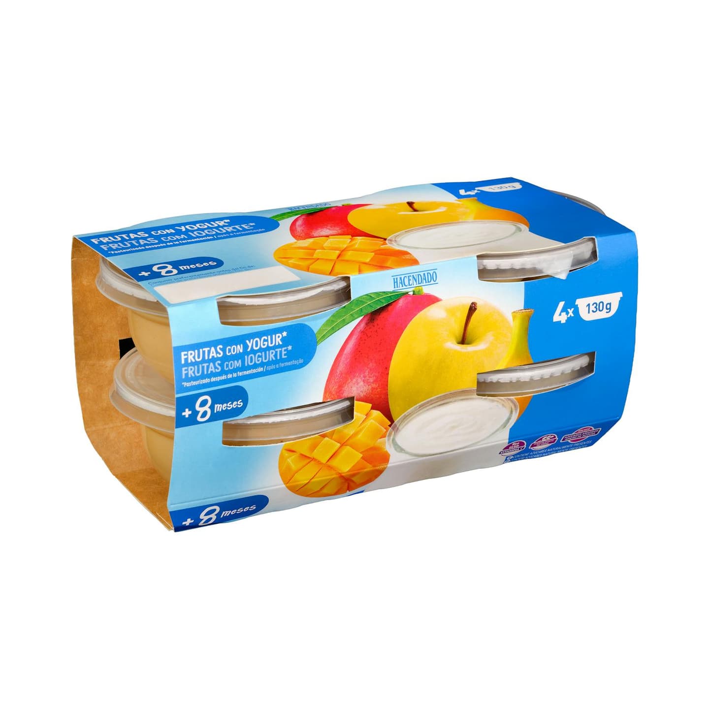 Compote trois fruits au yaourt Hacendado, dès 8 mois