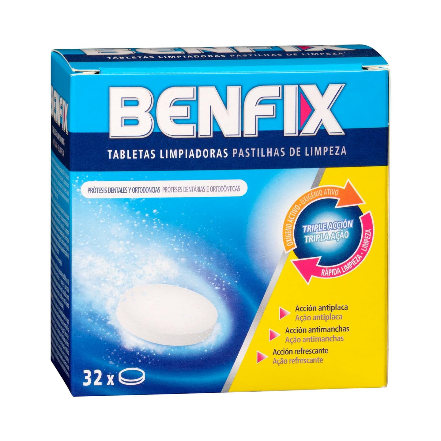 Tablettes nettoyantes prothèses dentaires et appareils Benfix
